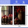thumbnail image 3 of Farmhouse Apple Fruit Kitchen Curtains - Art Small Short Cafe Curtains Country Rustic Retro Vintage Flower Tier Curtains Decor for Living Dining Room Rod Pocket Window Drapes 2 Panels 28"x36", 3 of 5