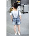 thumbnail image 2 of KIDSCOOL SPACE Little Girl Jean Overalls,Big Ripped Denim Shortalls,Blue,8-9 Years, 2 of 5