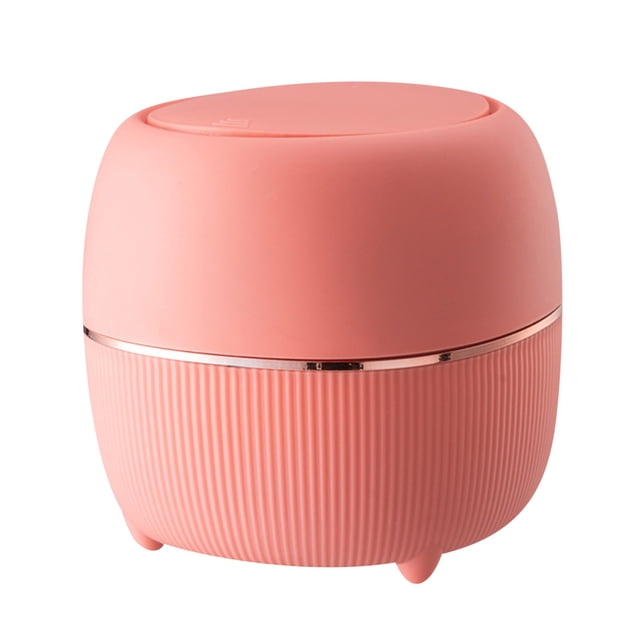KITTEHIGM Desktop Bin With Lid Round Press Type With Removable Inner Plastic Small Trash Can For Bathroom Vanity Table Waste Pallet #70
