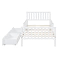 thumbnail image 4 of MODERNLUXE Lit Plateforme en Bois Format Simple avec 2 Tiroirs de Rangement et Garde-Corps, Cadre de Lit Style Ferme pour Enfants Ados Adultes, Blanc, 4 of 8
