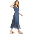 thumbnail image 3 of Women Renaissance Peasant Maiden Boho Inspired Cap Sleeve Lace Trim Maxi Dress, 3 of 5