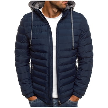 Pisexur Men's Hooded Winter Coat Warm Puffer Jacket Thicken Cotton Coat with Removable Hood