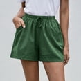 thumbnail image 2 of Timegard Cotton Linen Shorts for Women Elastic Waisted Drawstring Wide Leg Lounge Shorts with Pocket, 2 of 7