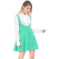 thumbnail image 2 of INSPIRE CHIC Robe Chasuble Salopette de Noël pour Femme Décor de Boutons Jupe Évasée à Bretelles Vert Pâle m, 2 of 6