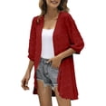 thumbnail image 1 of CEHVOM Hauts Décontractés pour Femmes à Couleur Unie à Manches Trois Quarts Blouse Cardigan Liquidation, 1 of 7