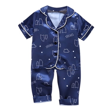 Ketyyh-chn99 Ensemble de Pyjamas pour Garçons Peignoirs pour Bébés Filles Vêtements pour Filles 3-6 Mois Manche Dessin Animé Bébé Tout-Petit Garçon Tenues et Ensemble pour Filles (Marine, 12-18 Mois)