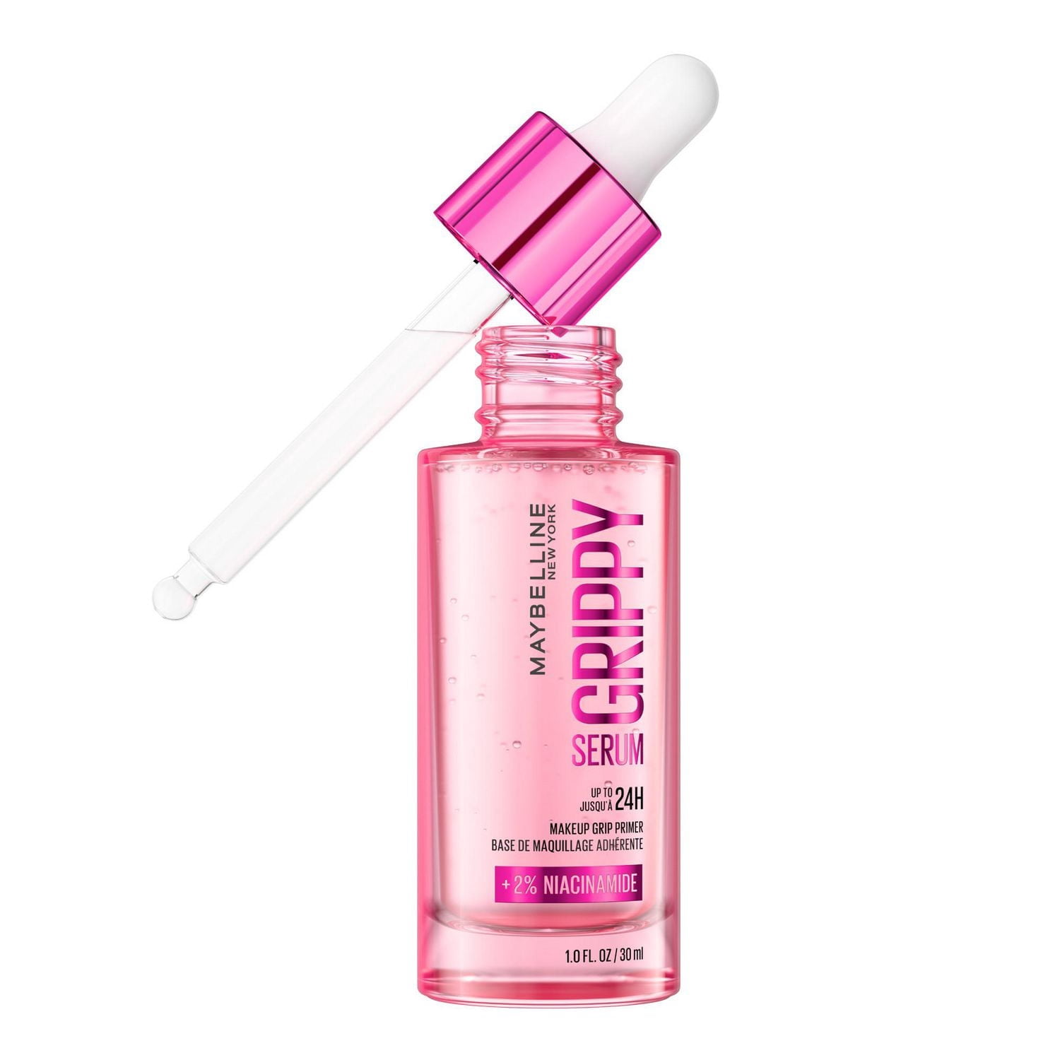 Maybelline Grippy Serum Primer, Hydrating Makeup Primer with 2% Niacinamide For Up To 24HR Make Up Wear, shade 01 ,30 ml