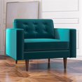 thumbnail image 2 of Harriet Mid-Century Modern Pillow Back Velvet Armchair in Turquoise, 2 of 6