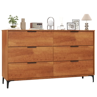 Gymax 6-Drawer Double Dresser w/ Interlock System Metal Support Legs Anti-tipping Kit