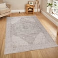 thumbnail image 1 of 8x10 Living Room Large Premium Cotton Washable Area Rug | Medallion Home Decor Boho Carpet For Living Room, Bedroom, Dining Floor | Beige Ivory, 1 of 5