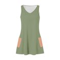 thumbnail image 3 of Timegard Robes pour Femmes Col en V Été Décontracté Robes T-Shirt Sortie de Plage Robe Débardeur avec Poches, 3 of 5