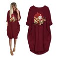 thumbnail image 1 of Styesk Robes pour Femmes la Mode Robe d'Hiver pour Femmes Grande Taille Ample avec Poches Robe de Noël Imprimée, 1 of 5