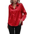 thumbnail image 3 of Innerwin Shirts Long Sleeve Ladies Tunic Tops Office Button Down Soft Blouse Red S, 3 of 5