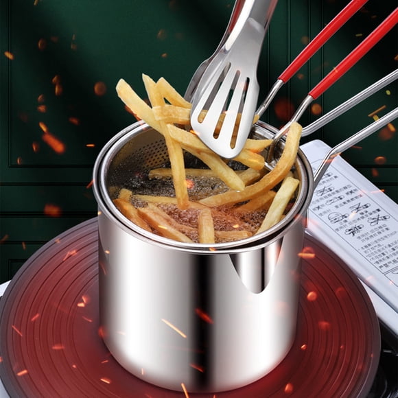 Mini Deep Fryer with Basket - 304 Stainless Steel Small Fryer for Chicken, Fries & More