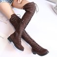 thumbnail image 2 of XZNGL Womens Winter Solid Color Warm Suede Side Zipper Lace Up Knee Flat Rider Boots, 2 of 9