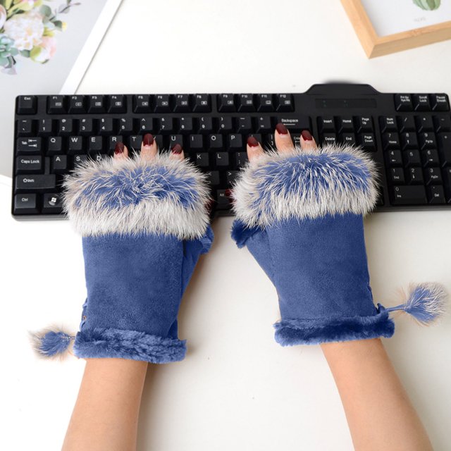 Half Finger Gloves Winter Warm Gloves Women's Keyboard Gloves Real Half Finger Gloves Rubber Gloves Medium Nail Latex Gloves Work Gloves Disposable Gloves Medium Latex Gloves Small
