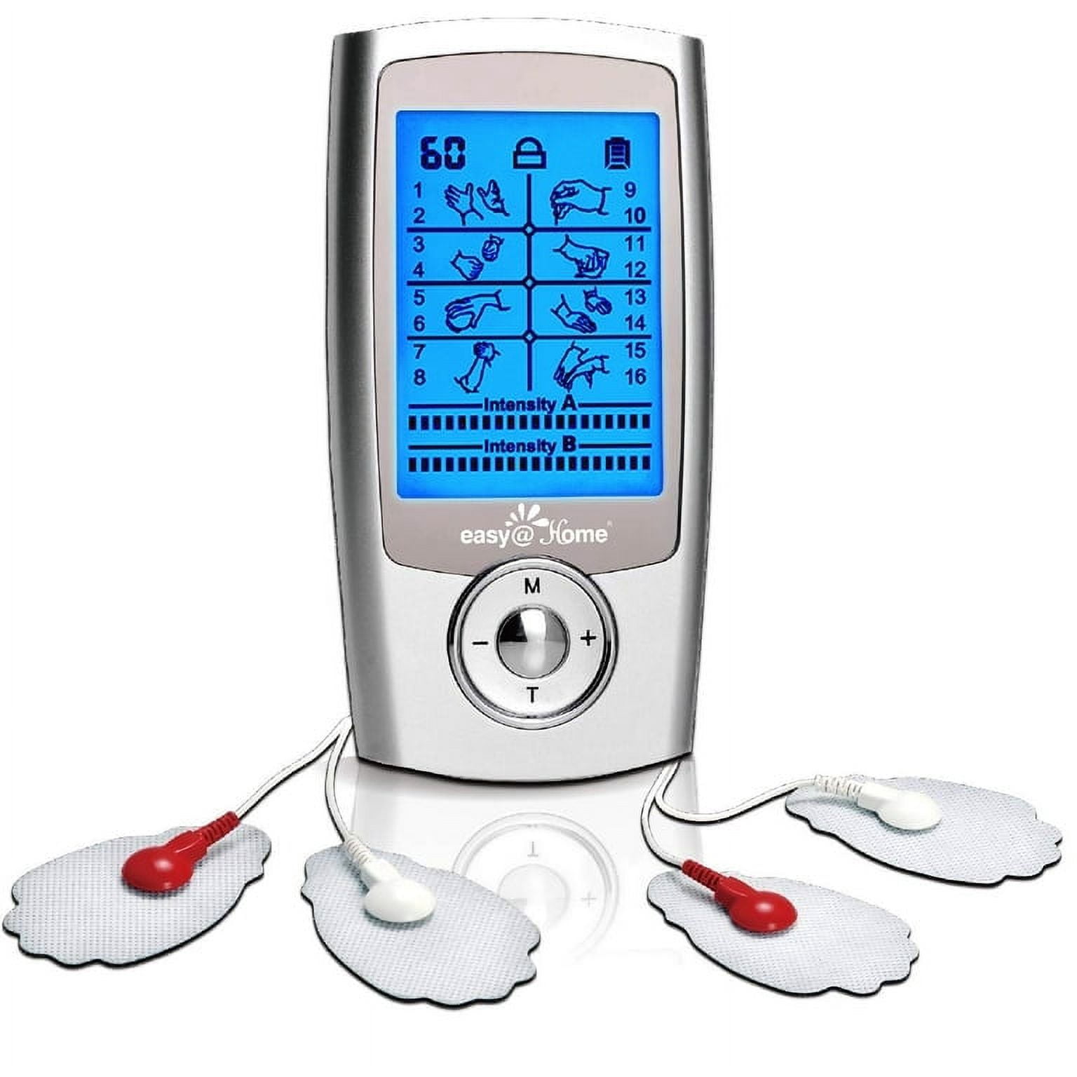 Easy@Home Rechargeable Tens Machine and Muscle Stimulator, Electronic Pulse Massager for Tension Relief with 16 Modes and 20 Intensity Levels