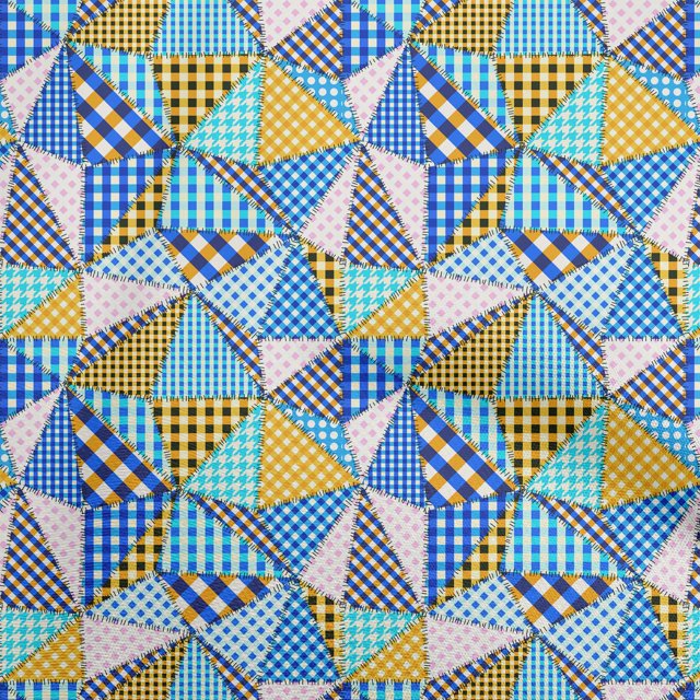 oneOone Rayon Medium Blue Fabric Check Patchwork Fabric For Sewing Printed Craft Fabric By The Yard 56 Inch Wide