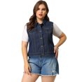thumbnail image 4 of GRACE & GRANDEUR Women's Plus Size Fashion Spring Button Down Sleeveless Jeans Denim Jacket Dark Blue 4X, 4 of 6