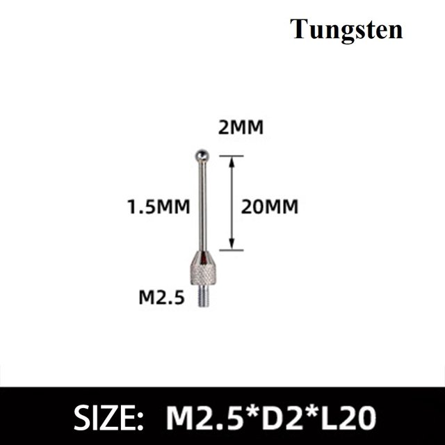 Lefu 2mm carbuncle Tungsten Steel Head M2.5 Thread Micrometer Gauge Indicator Probe
