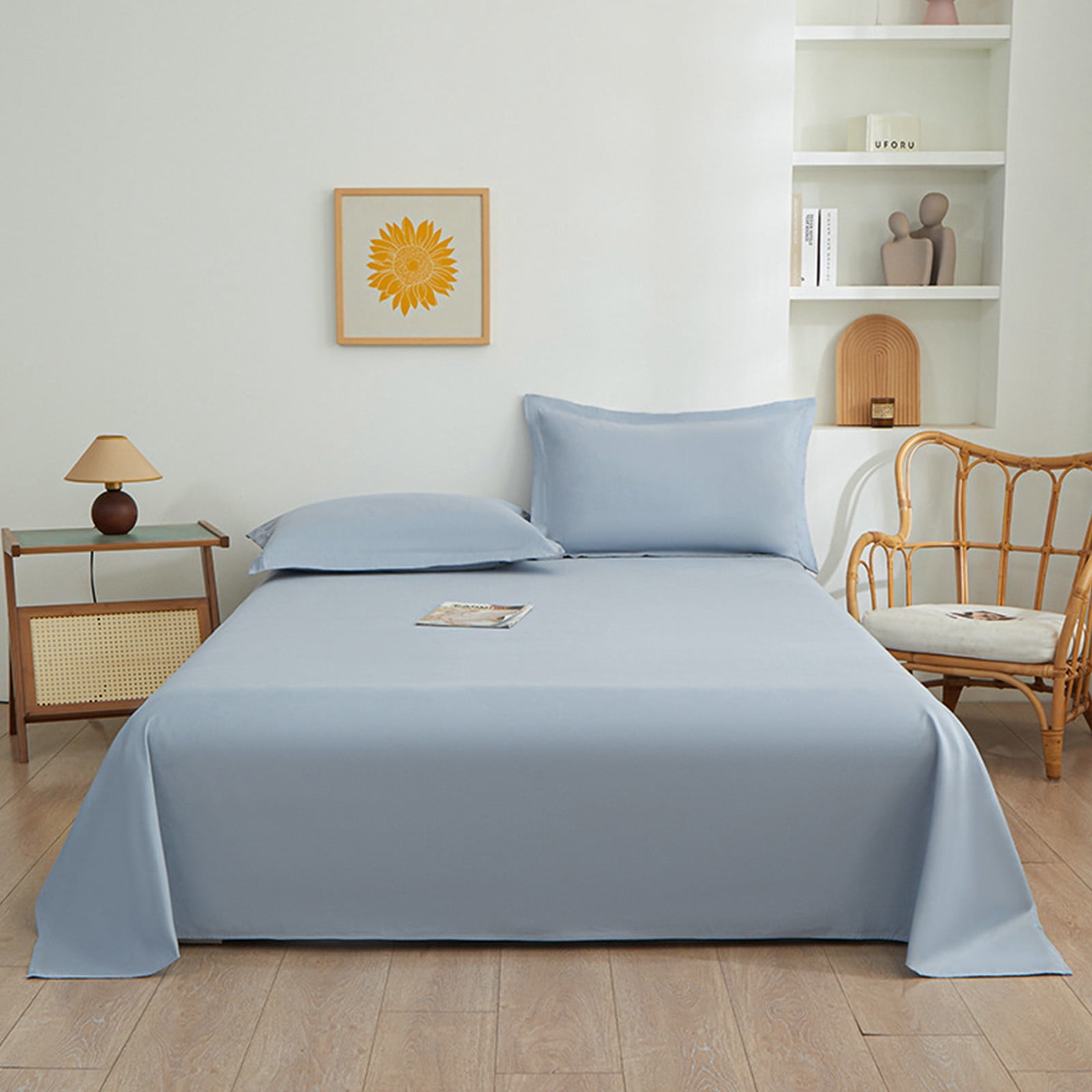 Danhjin Fiber Bed Sheet Solid Color Ease Friendly Washable Sheets A Pair of Pillowcases Comforter Set