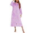 thumbnail image 2 of WRKEKC Robes for Women Solid Color Long Sleeve Fall Winter Flannel Open Front Hooded Zip Robe Womens Casual Bathrobe, 2 of 4