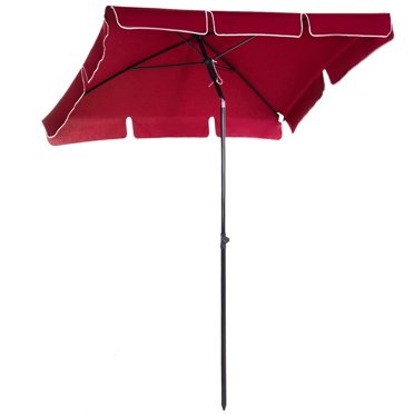 Outsunny Parasol Rectangulaire de Patio 6,5 X 4 Pi en Aluminium, Inclinable et Ajustable, Parasol de Jardin, Pare-Soleil, Auvent Extérieur, Rouge