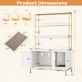 thumbnail image 3 of Gymax 57'' Cat Litter Box Enclosure w/ Storage 2-tier Shelves Removable Scratcher White, 3 of 10