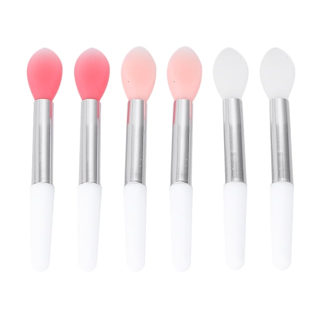 6pcs Portable Single Head Makeup Brushes Multifunctional Silicone Lip Brushes Makeup Brushes Cosmetic Tool(Translucent and Flesh Pink and Watermelon Red)