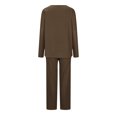 thumbnail image 3 of Timegard Ensembles de Pyjamas pour Femmes 2 Pcs Manches Longues Col en V Haut Froncé et Pantalon Automne Décontracté Doux Tenues de Pjs, 3 of 4
