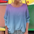 thumbnail image 2 of WRKEKC T-Shirts à Manches Longues pour Femmes, Chemises à Manches Longues pour Femmes, T-shirt Tendance Confortable à Manches Longues à Col Rond Dégradé Imprimé pour Femmes Grande Taille, 2 of 6