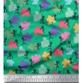 thumbnail image 1 of Soimoi Green Moss Georgette Fabric Working Together Group Print Fabric by the Yard 42 Inch Wide, 1 of 2
