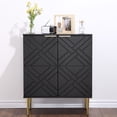 thumbnail image 3 of Eastvita Storage Cabinet - Modern Accent Cabinet with 2 Decorative Embossed Pattern Doors/Wood Buffet Cabinet with Inner Shelf for Living Room/Entryway//Kitchen in Black, 3 of 6