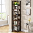 thumbnail image 1 of Tribesigns 75 in. Tall Narrow Bookshelf, 6-tier Multipurpose Storage Rack Book Shelves, Rustic Corner Square Shelf Tower, Skinny Bookcase Display Stand Shelving Units for Home Office, 1 of 8