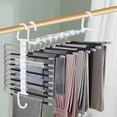 thumbnail image 3 of Black 9 Bar Foldable Pants Hanger Adjustable Stainless Steel Clothes organizer for Closet Space Saving Storage Rack 13.07X9.45X6.22 Inches Stainless Steel Black, 3 of 7