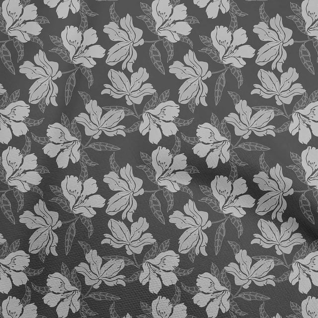 oneOone Viscose Chiffon Dark Gray Fabric Florals Craft Projects Decor Fabric Printed By The Yard 42 Inch Wide
