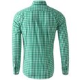 thumbnail image 3 of Pompotops Homme Automne Décontracté Coupe Ajustée Manches Longues Col Rabattu à Carreaux Haut Blouse Chemise en Solde, 3 of 3
