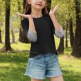thumbnail image 4 of SERTG T-Shirt Mode Enfant Col Rond Manches 3/4 Imprimé Col Rond pour Été et Printemps 4-15 Ans (Noir3,14 Ans), 4 of 7