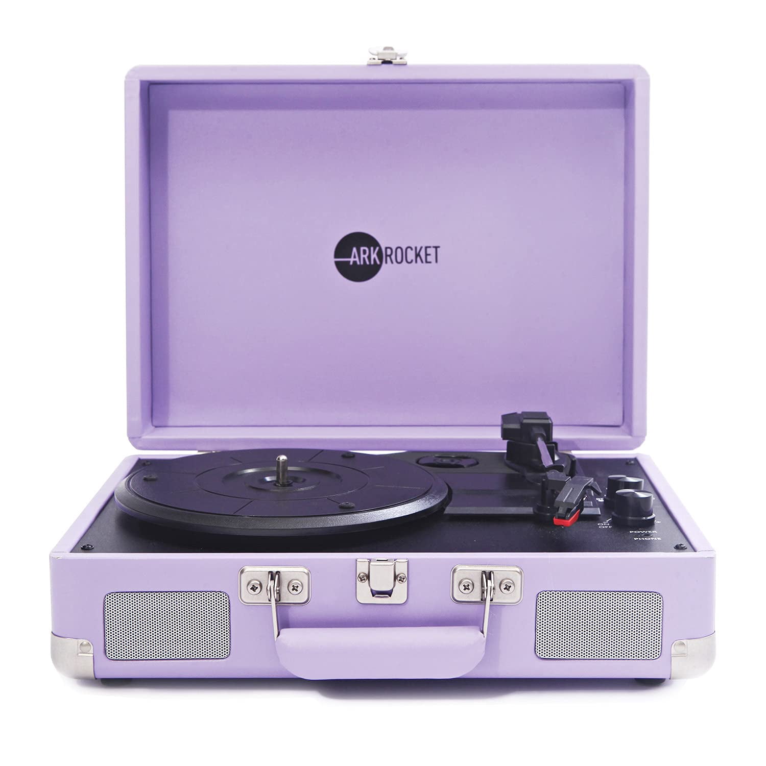Arkrocket Curiosity Suitcase Bluetooth Turntable Vintage 3-Speed Record Player with Built-in Speakers Upgraded Turntable Audio Sound (Lavender)