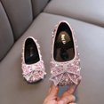 thumbnail image 2 of Girls Rhinestone Bow Dress Shoes, Sparkly Sequins Ballet Flats for Wedding Party, Comfortable Princess Sandals with Elastic Strap, 2 of 7