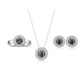 thumbnail image 1 of RYLOS Halo Designer Matching Set Sterling Silver: Ring, Earring & Pendant Necklace. Gemstone & Diamonds, 4MM Alexandrite June Birthstone; Size 9, 1 of 9