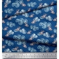 thumbnail image 2 of Soimoi Poly Georgette Fabric Clouds & Bullfinch Bird Fabric Prints by Yard 42 Inch Wide, 2 of 3