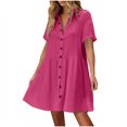 thumbnail image 2 of Pisexur Robes Femmes Belle Robe d'Été pour Femmes Décontractée Sans Manches à Col Rond à Lacets Robe Plissée Rose Vif,m, 2 of 9