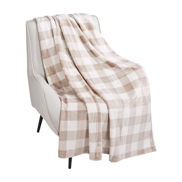 HOMETRENDS Velvet Plush Buffalo Check Polyester Throw, 50” X 60”