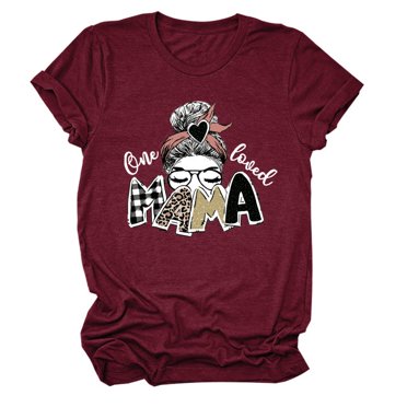 Women's New Fashion Casual Short Sleeve Round Neck One Loved Mama Letters T-shirt
