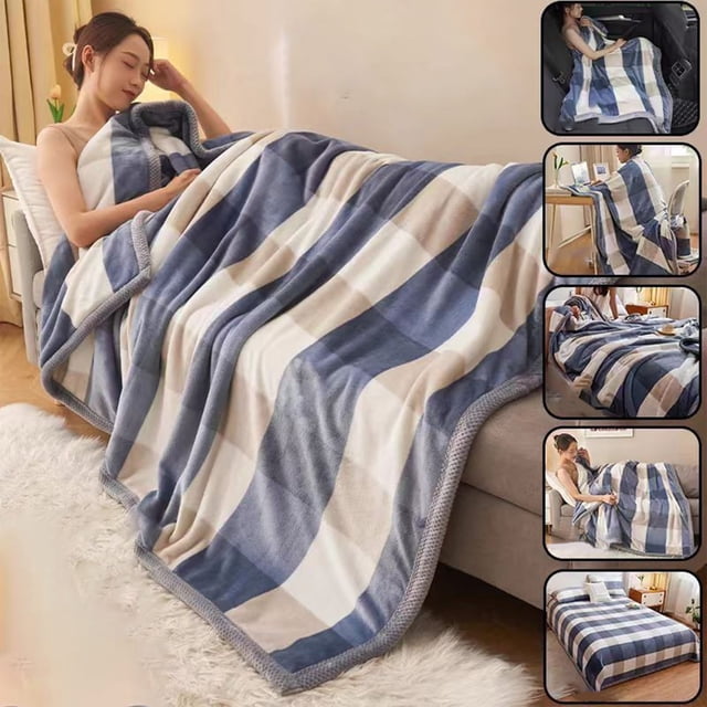 Rvkxad Extra Thick Double Layer Flannel Fleece Blanket, Soft Warm Cozy Nap Cover for Bed Couch, Fleece Throw Blanket, Cozy Home Blanket