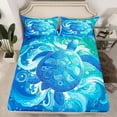 thumbnail image 2 of YST Cartoon Blue Turtle Bed Sheets,Tropical Animal Sheet Set for Teens Adult,Blue White Ocean Wave Fitted Sheet Soft Luxury,Exotic Pattern Bedding Set 4pcs Queen, 2 of 5