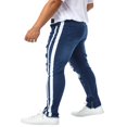 thumbnail image 4 of Men Slim Jeans  Side Stripe Print Mid Waist Zip Ragged Button Straight Jeans Casual Pencil Trousers, 4 of 6