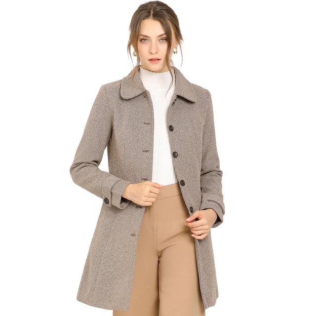 INSPIRE CHIC Manteau d'Hiver pour Femme à Col Peter Pan, à Simple Boutonnage