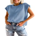 thumbnail image 1 of Women Solid Color Sweater Vests Crew Neck Cap Sleeve Loose Pullovers, 1 of 4